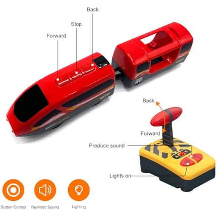 OBEST Land Train Toy, Battery Operated Action Train (Magnetic Connection) Compatible with Brio Fits Thomas Fits, Battery Operated Locomotive Train for Wooden Track - Toys for Toddlers