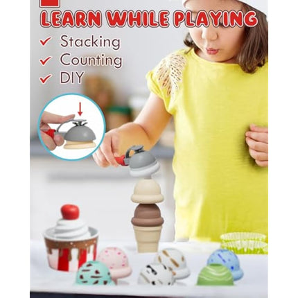 Lehoo Castle Ice Cream Toys for Kids, Ice Cream Shop, Play Food, Play Kitchen Accessories, Ice Cream Toy, Toy Food, Kitchen Toys for Girls, Ice Cream Set, Gift for 3 Year Old Boy Or Girl(Red)