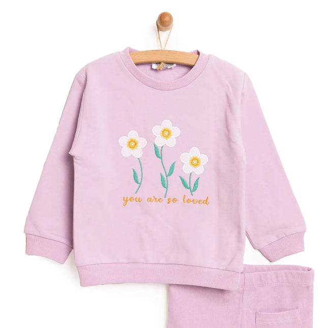 HelloBaby Baby Girl Sweatshirt Footless Bottom 2 pcs - Lilac