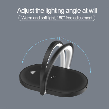 3-in-1 Wireless Charging Station with LED Night Light | 15W Fast Charger Desk Lamp
