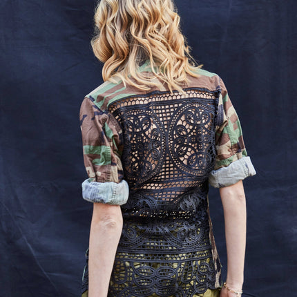 Party Back Shirt - Black Lace - Camo