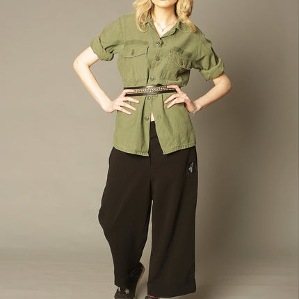 Party Back Shirt - Gold Lines Sequin - Khaki