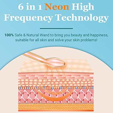 High Frequency Wand - UUPAS High Frequency Facial Wand with 6 Different Neon Tubes for Face/Hair/Body - Home Use Skin Tightening Machine Device for Acne Firming Skin Rejuvenation Wrinkle Removal