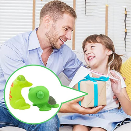 2Pcs Funny Turtle Frog Pinch Toy Squishy Squeeze Toy with Pop Out Eyes,Animals Green Eye Popping Stress Toys,Novelty Fidget Toy Xmas Stocking Fillers for Kids Boys Girls Adult Birthday