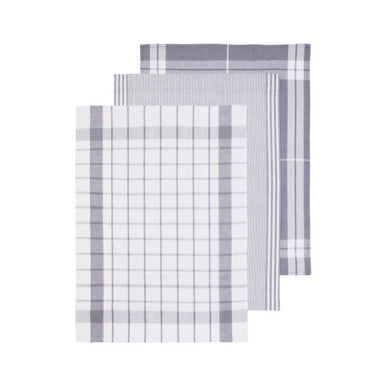 Doro Set Of Three Grey And White Tea Towels