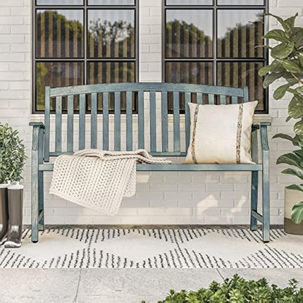 Grand patio Outdoor Bench, Garden Bench with Anti-Rust Aluminum Steel Metal Frame, Choice of Colours, Suitable for Indoor, Outdoor, Patio, Park (Gray Blue)