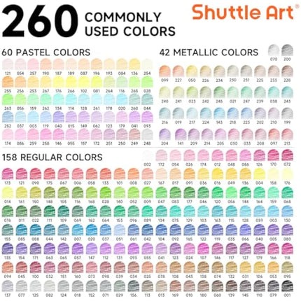 Shuttle Art 260 Colouring Pencils, Professional Coloured Pencils Set for Adult Colouring in Box, Soft Core Colour Pencils for Artists Kids Adults, Art Drawing Pencils Colouring Sketching, Art Supplies