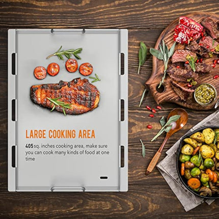 Onlyfire Stainless Steel Rectangle Griddle Plancha with Handles and Grease Hole for Weber Spirit I & II 300 Series Gas Grills, Spirit 400 Series Gas Grills, Replacement Parts for Weber 6787