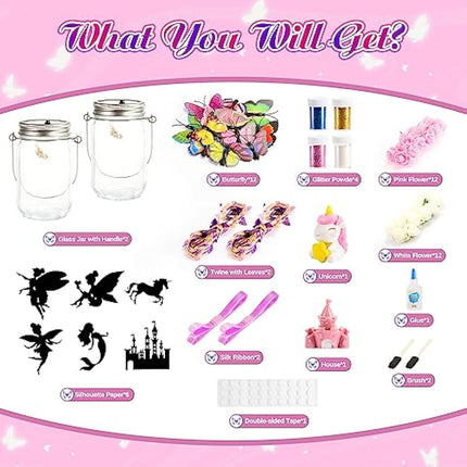 Qukir Fairy Lights, 6 7 8 9 Year Old Girl Gifts for 6-12 Year Olds Girl Toys Age 7-10 Unicorn Gifts for Girls Craft Kits for Kids Arts and Crafts for Kids Fairy Lantern Craft Crafts for Girl DIY Craft