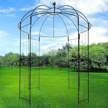 OUTOUR® French Style 4-Sided Birdcage Shape Metal Gazebo Pergola Pavilion Arch Arbor Arbour Plants Stand Rack for Outdoor Garden Lawn Backyard Patio, Climbing Vines, Roses, Flowers, Dark Rust