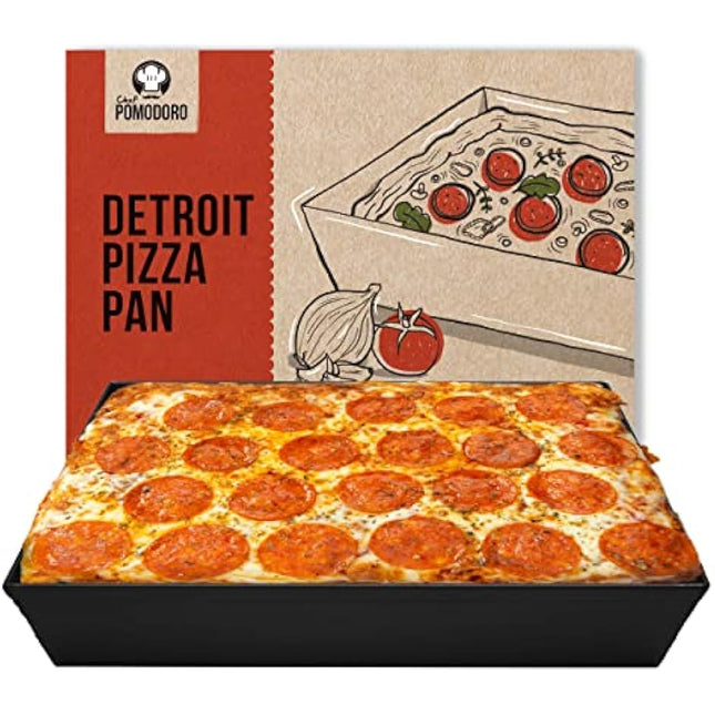 Chef Pomodoro Detroit Style Pizza Pan, 14 x 10-Inch (35.5 x 25 cm), Hard Anodized Aluminum, Pre-Seasoned Bakeware Kitchenware