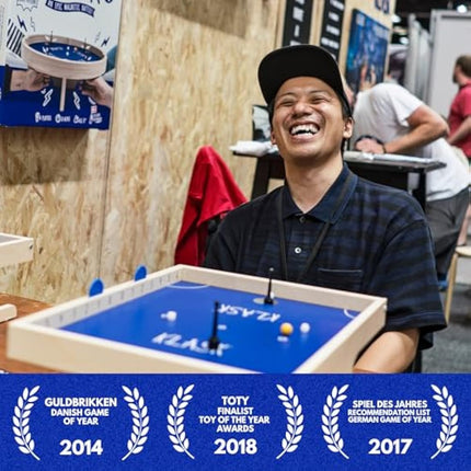 KLASK: The Magnetic Award-Winning Party Game of Skill - for Kids and Adults of All Ages That’s Half Foosball, Half Air Hockey