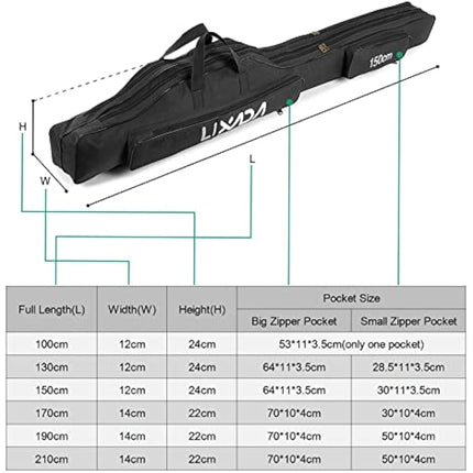 Lixada Portable Fishing Bag Folding Fishing Rod Reel Bag Outdoor Fishing Carrier Bag100cm/130cm/150cm