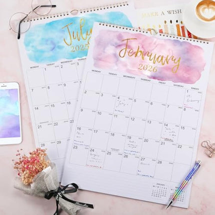 2025-2026 Calendar - Month to View Wall Planner 2025-2026, 18 Months from July 2025 to December 2026, Monthly Calendar with Twin-Wire Binding, Home Family Planner, 42.2 x 29.7 cm