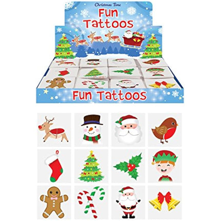 Henbrandt 120 x Mini Christmas Temporary Transfer Tattoos for Children Kids Festive Xmas Stocking Advent Calendar Fillers for Boys and Girls