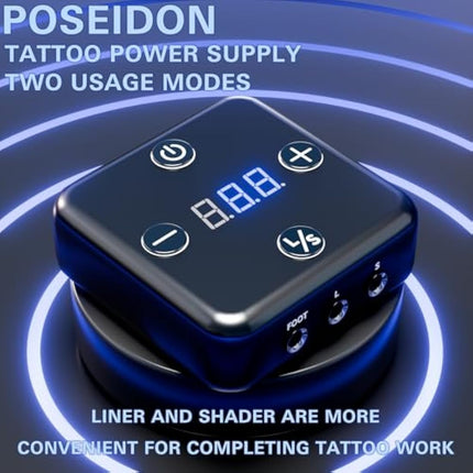 POSEIDON Tattoo Gun Kit, Rotary Tattoo Pen Kit with 20 PCS Cartridge Needles, Professional Tattoo Machine Kit with Power Supply, 11 Color Inks with Foot Pedal Tattoo Kit for Artists