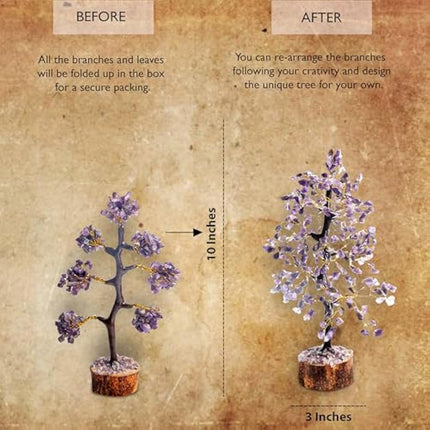 Amethyst Chakra Tree of Life - Crystal Tree for Positive Energy, Handmade Gem Tree - Feng Shui Decor, Good Luck Money Tree - Purple Healing Crystals for Spiritual Wisdom-Amythest tree