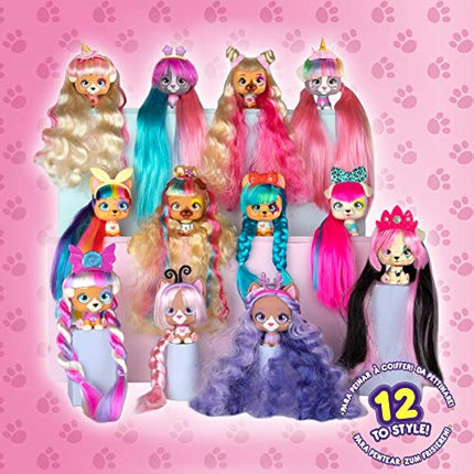 VIP Pets | Surpsie collectible puppy Doll with extra-long Hair - Surprise toys & Hair Reveal Doll for kids +3 Years