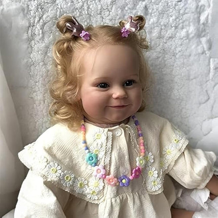 Pinky Reborn Dolls Lovely 24 inch 60 cm New Reborn Maddie Girl Doll with Rooted Blonde Hair Soft Cuddle Body Toys