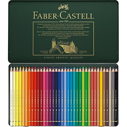 Faber-Castell Polychromos Colouring Pencils Various Designs to Choose From, 36 Metal Case + 12 Castell 9000, Green, 1