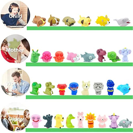 2Pcs Funny Turtle Frog Pinch Toy Squishy Squeeze Toy with Pop Out Eyes,Animals Green Eye Popping Stress Toys,Novelty Fidget Toy Xmas Stocking Fillers for Kids Boys Girls Adult Birthday