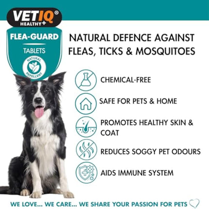 VETIQ Flea-Guard Tablets For Cats & Dogs, a Natural Repellent Keeps Pets Free From Fleas, Ticks & Mosquitoes, Contains Yeast, Zinc, B Vitamins & Garlic, 90 Tablets (Pack of 1)