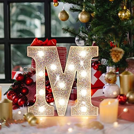 LED Marquee Letter Lights, Light Up Silver Letters for Bedroom Glitter Gifts for Teenage Girls Alphabet Letter Sign Battery Powered Night Light Birthday Party Wedding Home Decoration, Silver Letter C