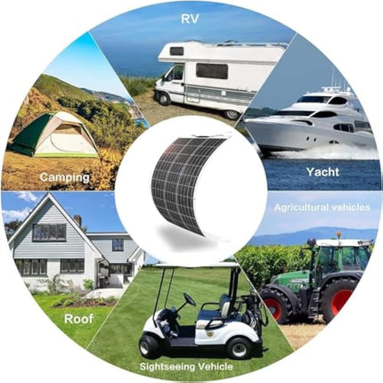 400W Flexible Solar Panel 2 * 200W 24V/12V Monocrystalline Bendable -Semi-Flexible Solar Panels Charger Off-Grid for RV Boat Cabin Van Car Uneven Surfaces