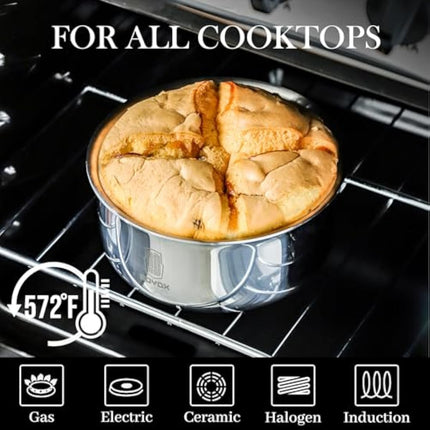 ROYDX Uncoated 18/10 Stainless Steel Cookware Set, Large Frying Pan Set with Steamer and Saute Pan, Stay-Cool Detachable Handles and Glass Lid, LFGB Approved Pots and Pans Set, Serve 4-6 People