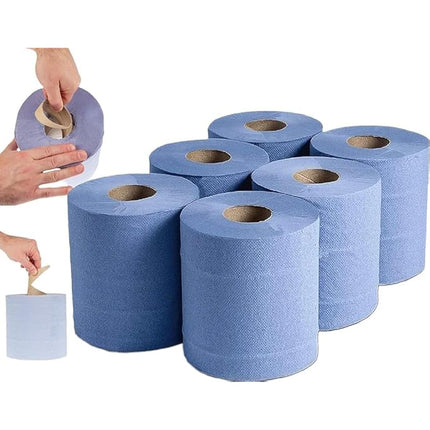 ‎My Homie 6X Blue Paper Rolls Kitchen Household Towel, 2 Ply Kitchen Paper, Centre Feed Tea Tissue Dispenser Wall Mounted, Reusable Hand Tork, Plenty Shop Towel Offers, Cleaning Products Bulk Buy