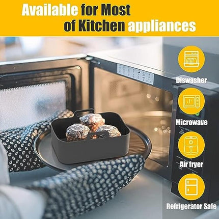 Air Fryer Liners for Ninja Dual Pack of 2, Reusable Silicone Air Fryer Liners for AF400UK F300UK T17088 & Tower, Ninja Air Fryer Accessories, Silicone Liner Pot Basket 7.6-9.5L