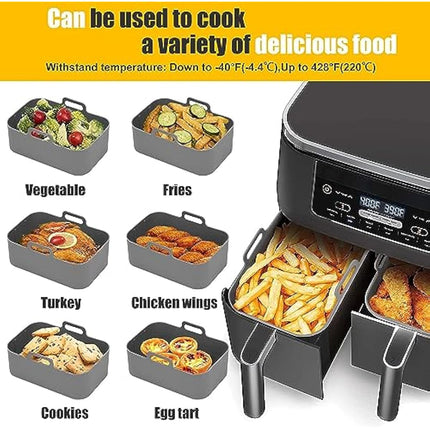 Air Fryer Liners for Ninja Dual Pack of 2, Reusable Silicone Air Fryer Liners for AF400UK F300UK T17088 & Tower, Ninja Air Fryer Accessories, Silicone Liner Pot Basket 7.6-9.5L