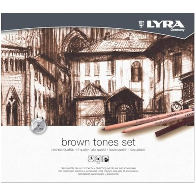 LYRA Fine Art Sketching Set, 11 Brown Tones Pencils & Pastels, For Professionals & Students