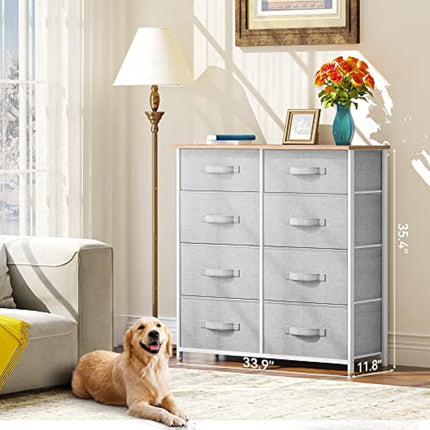 YITAHOME Chest of Drawers, Non-Woven Fabric 8-Drawer Storage Organizer Unit for Bedroom Living Room Closet, Sturdy Steel Frame, Easy Pull Fabric Bins & Wooden Top, Fabric Dresser