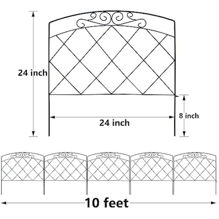 Thealyn Decorative Garden Fence 60cm (H) x 3m (L) Rustproof Metal Fence Panels No Dig Fence for Dogs Yard Patio Animal Barrier Flower Bed