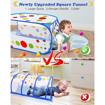 MAIKEHIGH Kids Play Tent and Tunnel, 3 in 1 Pop Up Tent with Ball Pit Collapsible Garden Playhouse Indoor Outdoor Game Baby Boys Girls Children Toddler Gifts