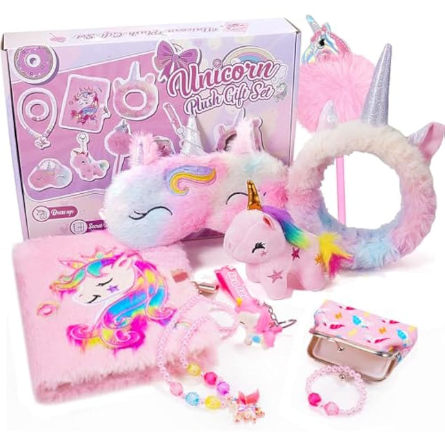 HappyKidsClub Plush Diary Unicorn Gifts for Girls Toys Age 3 4 5 6 7 Year Old Girls - Birthday Presents Gift for 3 4 5 6 7 8 Year Olds