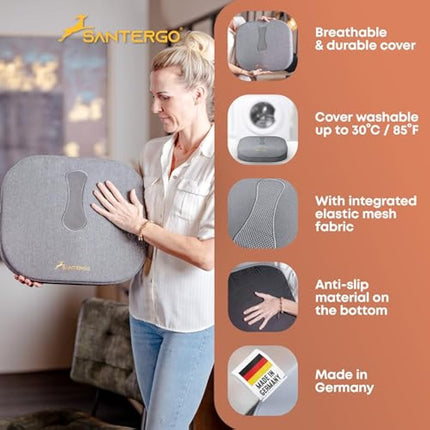 Orthopedic Seat cushion [PATENTED & STABLE] Support for Haemorrhoids Lumbar Coccyx | Seat cover office chair car wheelchair | seat cushion, ergonomic back cushion, pressure cushion - SANTERGO