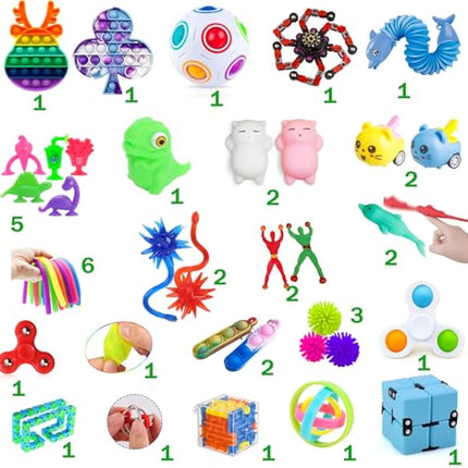 Lubibi 40 PCS Fidget Toys Set for Kids, Fidget Sensory Toys Pack With Stab Pop Toy, Infinite Cube For Autism, ADHD, Stress Relief, Anti-Anxiety Toys Fidget Box Gift for Children, Teen, Student