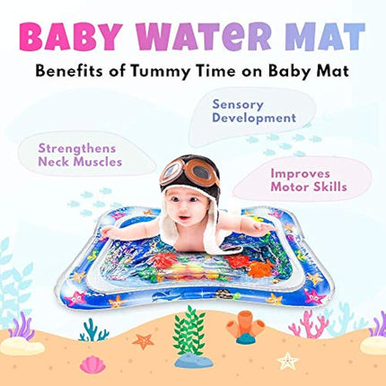 Tummy Time Mat Inflatable Water Mat Baby Play Mat Water Play Mats for Boys & Girls Sensory Toy Early Development Toys for Newborn Baby, Infants and Toddlers.
