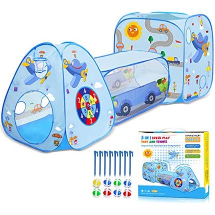 MAIKEHIGH Kids Play Tent and Tunnel, 3 in 1 Pop Up Play Tent Ball Pit for Toddlers Indoor Outdoor Playhouse with Crawl Tunnel Toy Gift for Children Baby Girls Boys