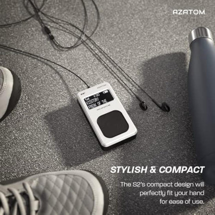 Portable DAB/DAB+ & FM Digital Radio | Sports Earphones Included | Built in Speaker | Rechargeable Battery (10-12 Hours) | Perfect for Sports, Hiking or Working | AZATOM Pro Sports S2 (Silver)