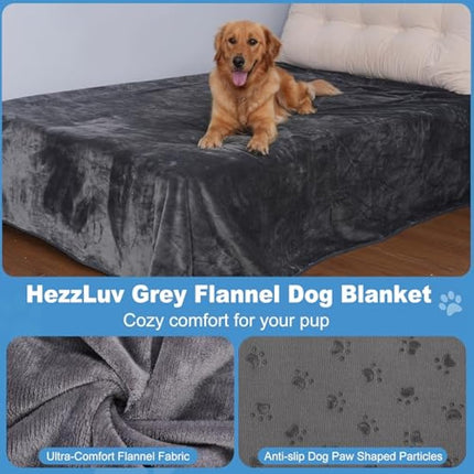 HezzLuv Waterproof Dog Blanket 203 x 229 cm, Washable Flannel Pet Blanket for Sofa Bed Cover, Anti-slip Warm Pet Throw, Fluffy & Soft, Leak-Proof, Furniture Protector for Small to Large Dogs and Cats
