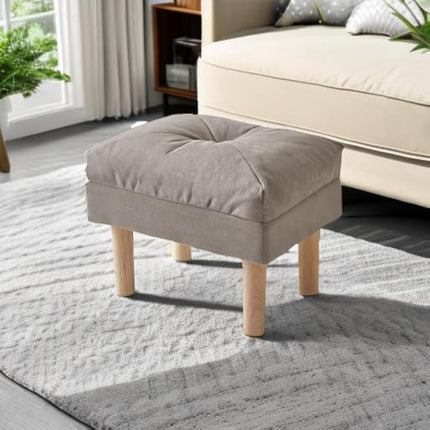 YMYNY Foot Stool, Ottoman Small, Chair with Sponge Padded Seat, Footrest, Shoes Changing Wooden Stool for Living Room, Bedroom, Entryway, 40×29×32CM, Grey HBD023G