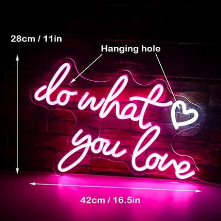 SIGNSHIP Do What You Love Neon Sign Pink LED Words Neon Light Wall Decorative Sweet LED Light Letter Led Sign for Bedroom Bar Wedding Birthday Party Valentine's Day Christmas Decor Gift
