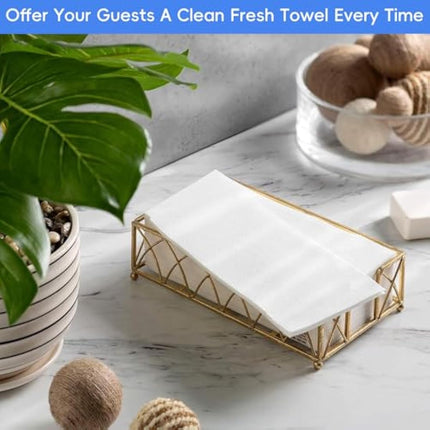 Linen-Feel Guest Towels Disposable Cloth Like Paper Christmas Paper Towles Hand Napkins Soft, Absorbent, Paper Hand Towels for Kitchen, Bathroom, Parties, Weddings, Dinners or Events (White, 200 Pack)