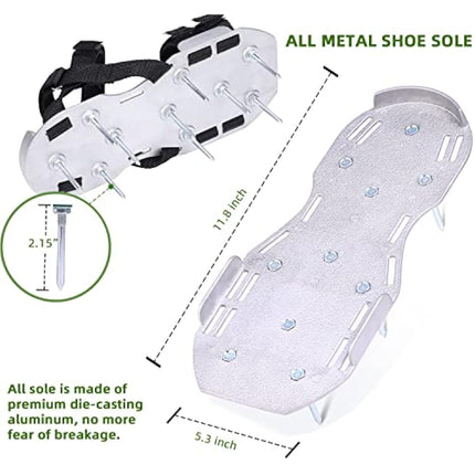 Ohuhu Lawn Aerator Shoes, Metal Spike Sandals for Aerating Lawn with Stainless Steel Shovel, Free-Installation Aerating Shoes with 900D Straps, Effectively Aerating Soil for Garden Grass Lawn
