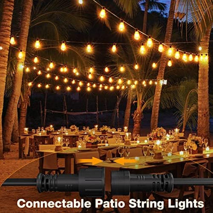 GLUROO 120FT Festoon Lights Outdoor, Garden Patio String Lights Mains Powered, 2200K Warm White, ST38 Waterproof LED String Lights with 62 Plastic Vintage Bulbs for Backyard Party Wedding