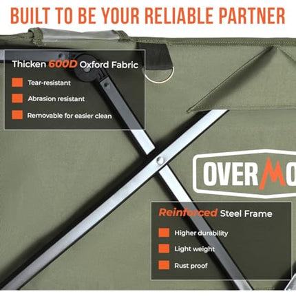 Overmont 150kg Festival Camping Trolley on Wheels - Heavy Duty Folding Beach Wagon Cart with Extra Wide Wheels, Adjustable Handle, Portable for Outdoor, Garden, Shopping, Fishing - Green