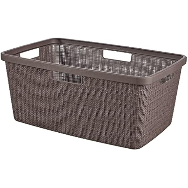Curver Jute Woven Effect 70% Recycled Rectangular Laundry Basket 46 Litres – Peppercorn